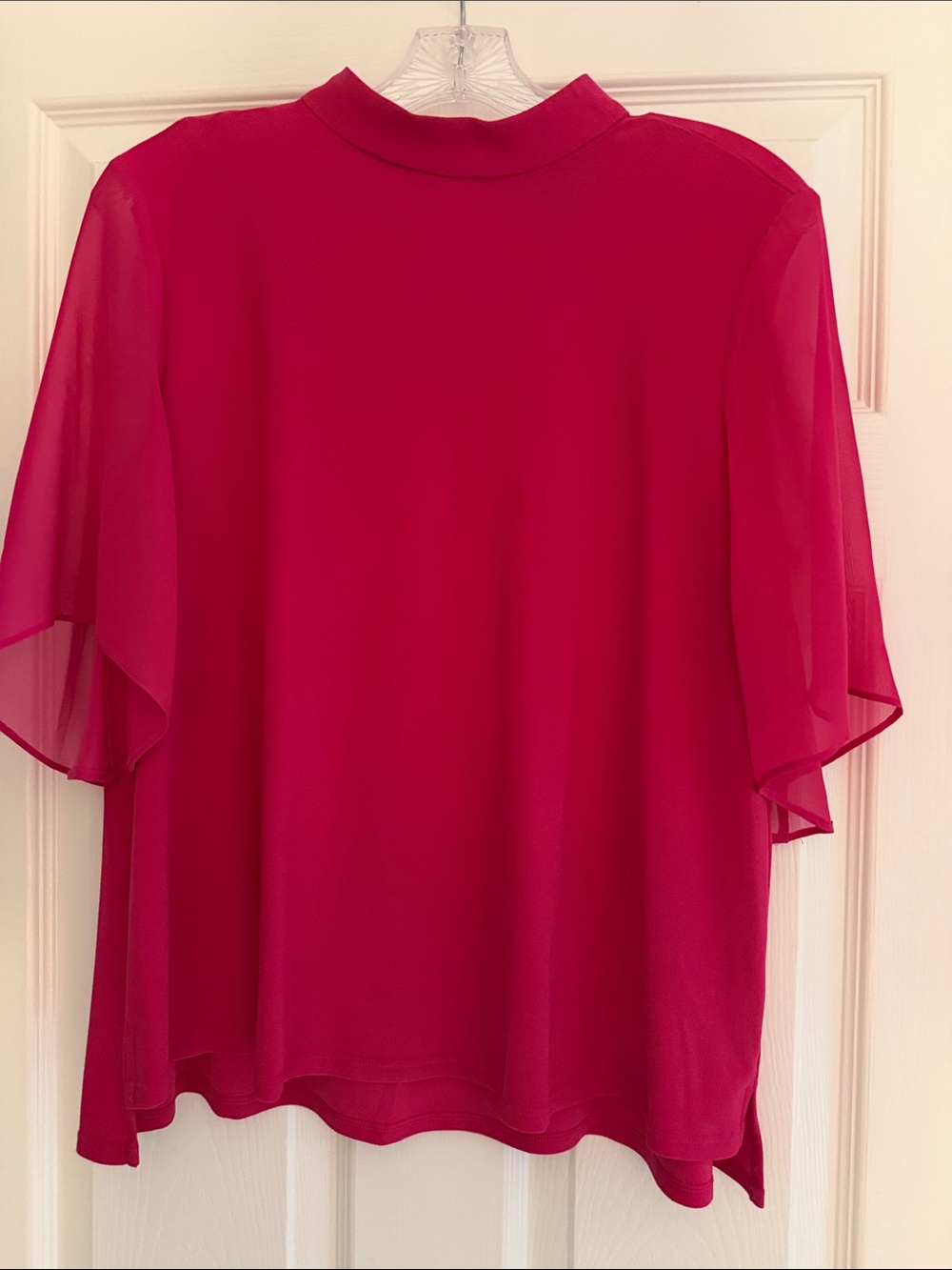 CeCe Bright Fuchsia Flutter-Sleeve Blouse